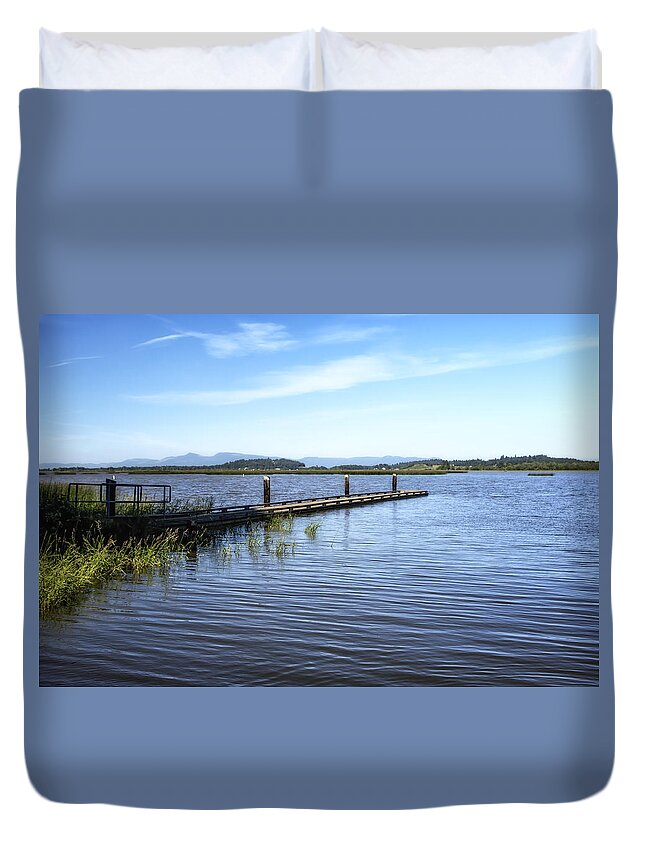 Pier Duvet Cover featuring the photograph Pier at Fern Ridge Lake by Belinda Greb