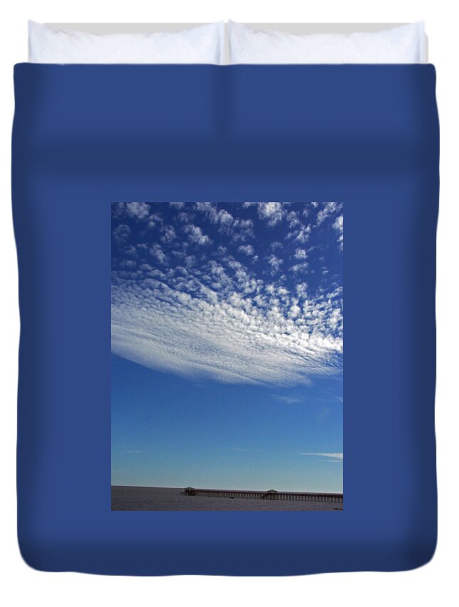 Water Duvet Cover featuring the photograph Pier Unnoticed by Jennifer Robin