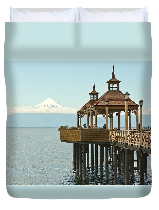 Volcano Duvet Cover featuring the photograph Piering to Osorno by Kent Nancollas