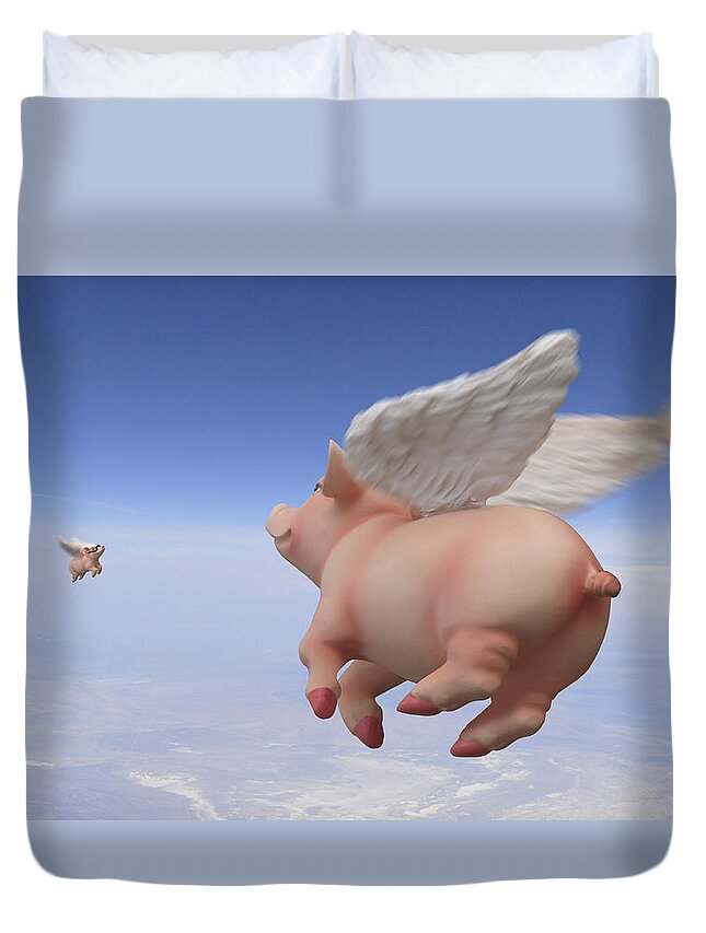 Pigs Fly Duvet Cover featuring the photograph Pigs Fly 2 by Mike McGlothlen