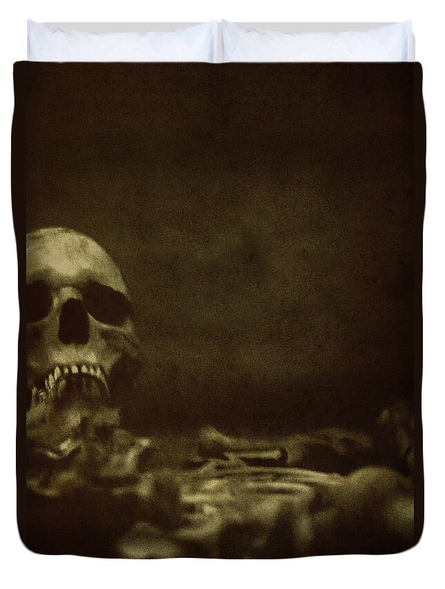 Atmosphere Duvet Cover featuring the photograph Pile of Bones by Margie Hurwich