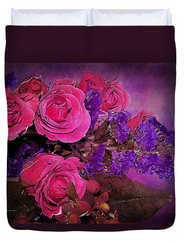 Flowers Duvet Cover featuring the photograph Pink And Purple Floral Bouquet by Phyllis Denton