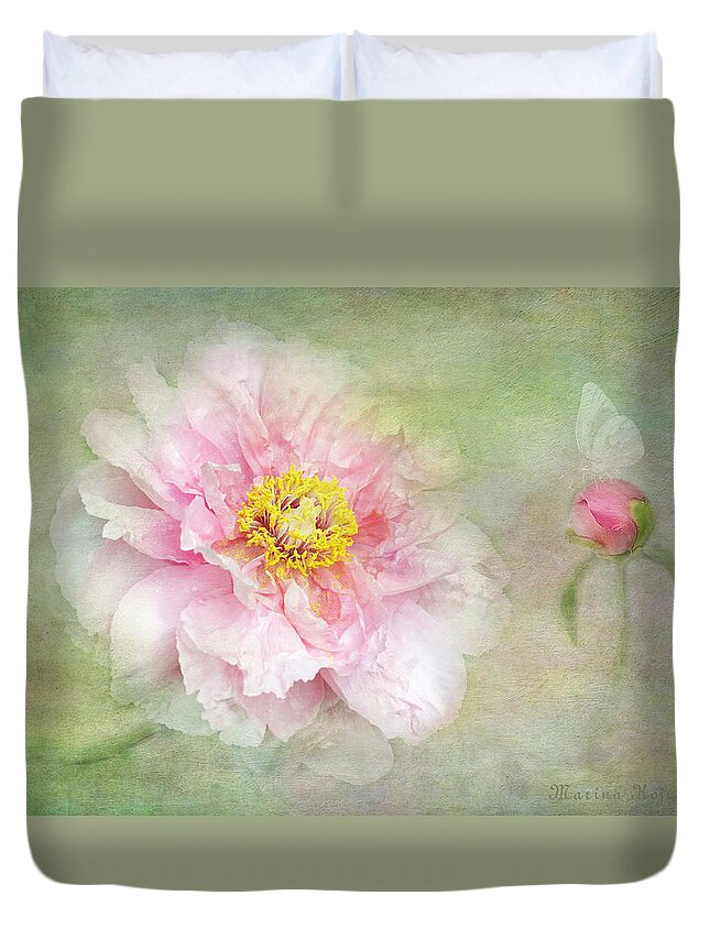 Pink Peony Bloom Duvet Cover featuring the photograph Pink Charm by Marina Kojukhova