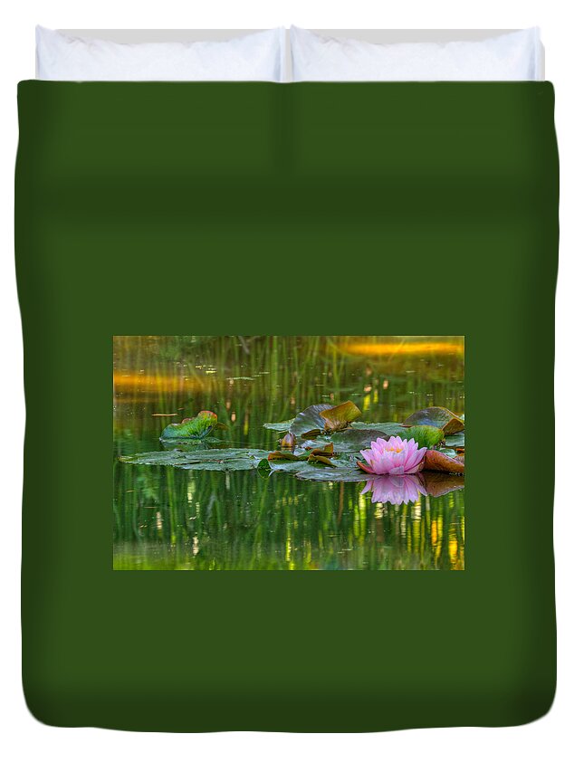 California Duvet Cover featuring the photograph Pink Lotus Flower by Beth Sargent