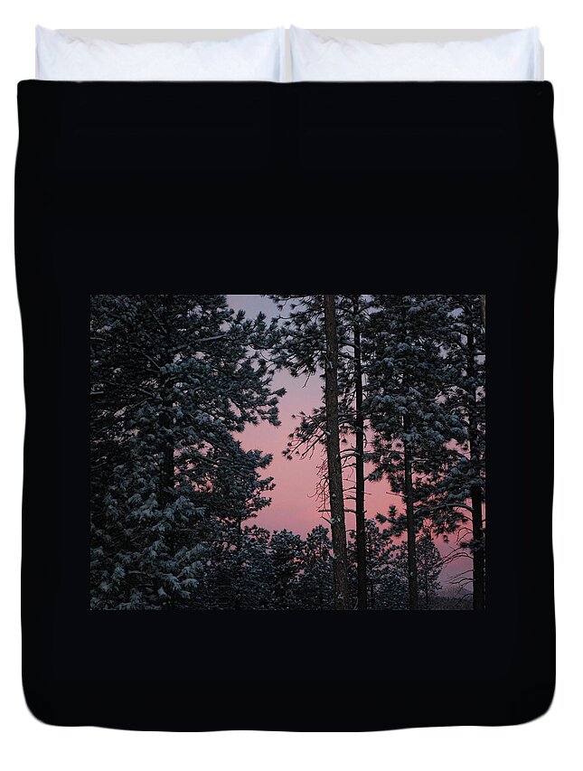 Dakota Duvet Cover featuring the photograph Pink Mountain Morning by Greni Graph