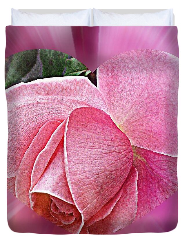 Rose Rose Duvet Cover featuring the photograph Pink Ribbons Of Light by Judy Palkimas