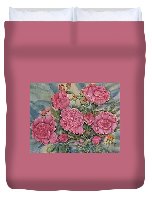 Pink Splendour Duvet Cover featuring the painting Pink Splendor by Heather Gallup