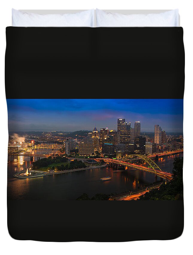 Pittsburgh Duvet Cover featuring the photograph Pittsburgh PA by Steve Gadomski