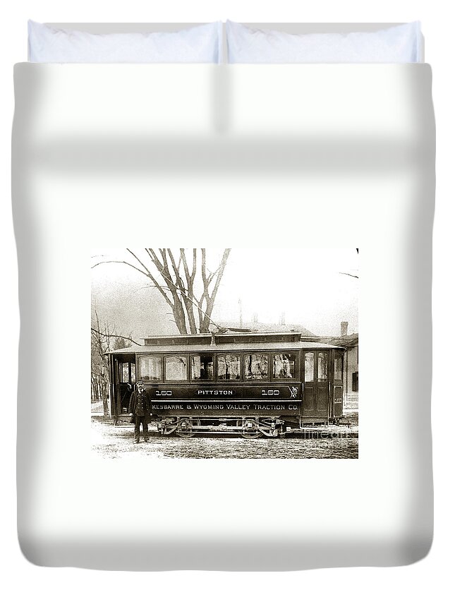 Pittston Pennsylvania Duvet Cover featuring the photograph Pittston PA Trolley late 1800s by Arthur Miller
