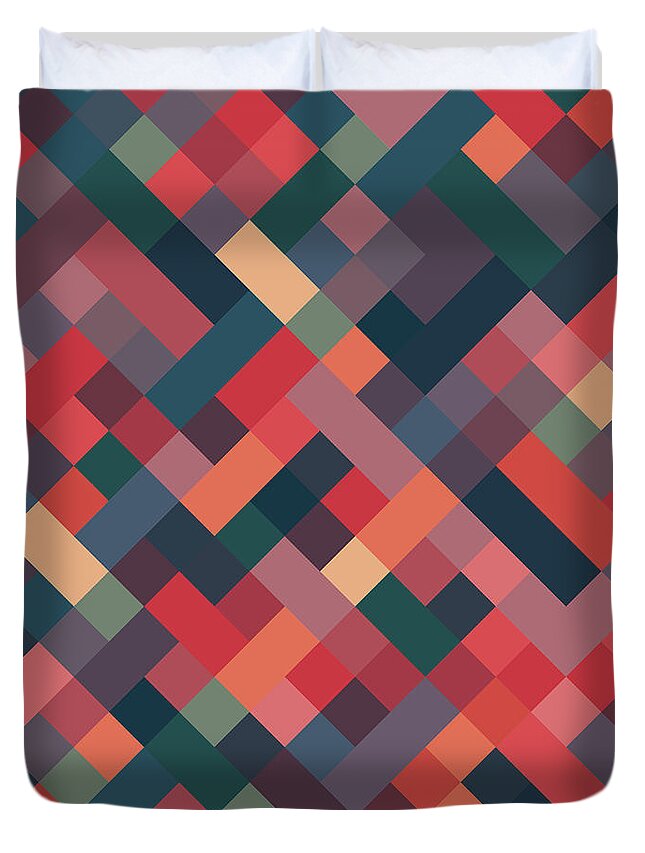 Abstract Duvet Cover featuring the digital art Pixel Art by Mike Taylor