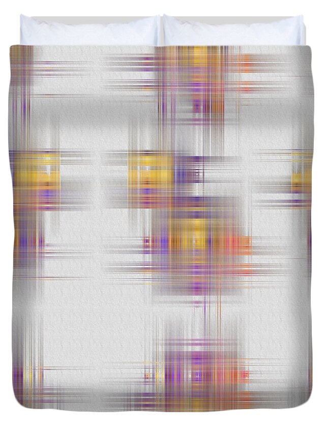 Abstract Duvet Cover featuring the digital art Plaid by Carolyn Marshall