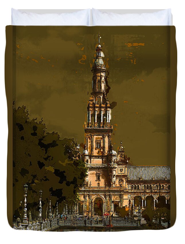 Plaza De Espana Duvet Cover featuring the photograph Plaza de Espana - Seville by Mary Machare