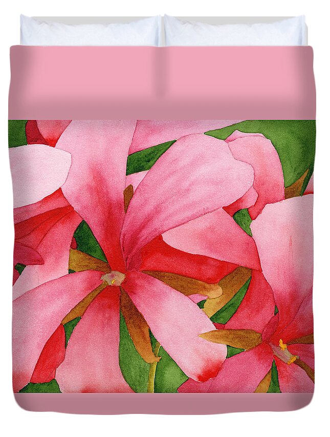 Plein Duvet Cover featuring the painting Plein Air Flowers by Ken Powers