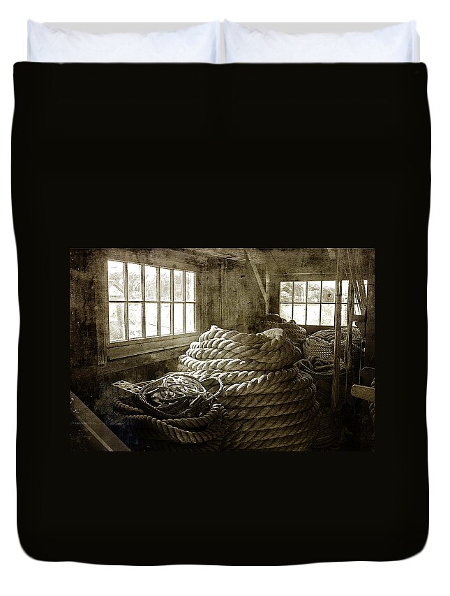 Cindi Ressler Duvet Cover featuring the photograph Plymouth Cordage Company Ropewalk by Cindi Ressler