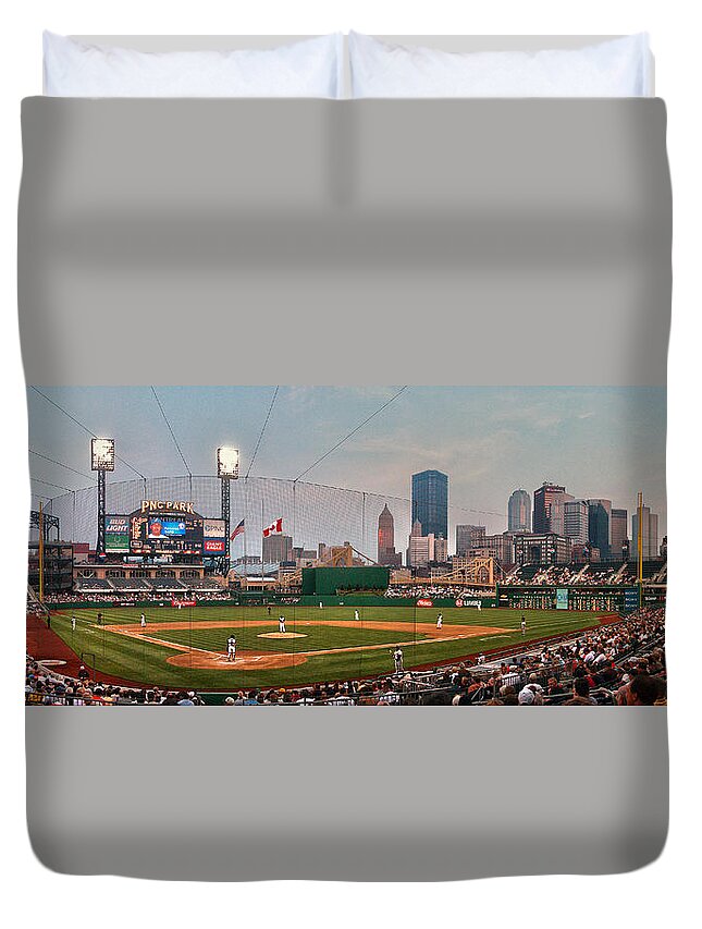 Pittsburgh Duvet Cover featuring the photograph PNC Park / Pittsburgh by Robert Fawcett