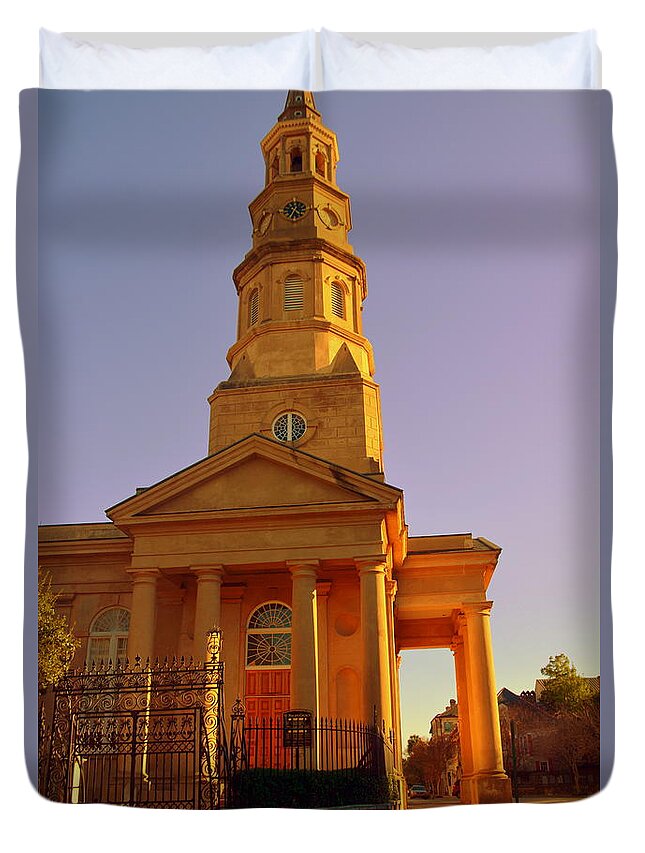 St. Philips Episcopal Church Duvet Cover featuring the photograph Pointing To Heaven by Lisa Wooten