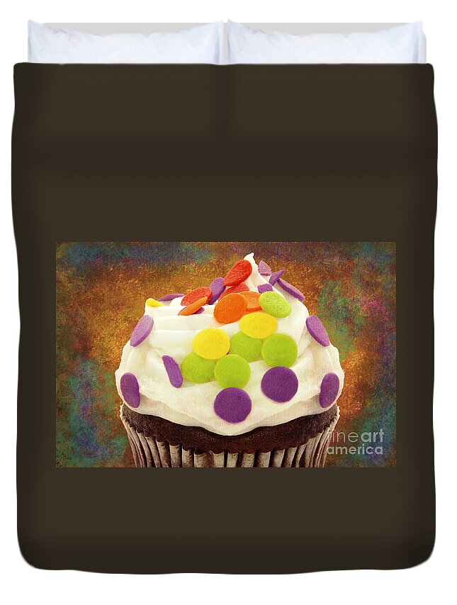 Cupcake Duvet Cover featuring the photograph Polka Dot Cupcake 3 by Andee Design