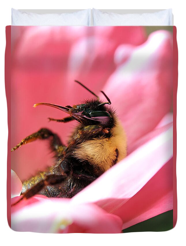 Insects Duvet Cover featuring the photograph 'Pollen High' by Jennifer Robin