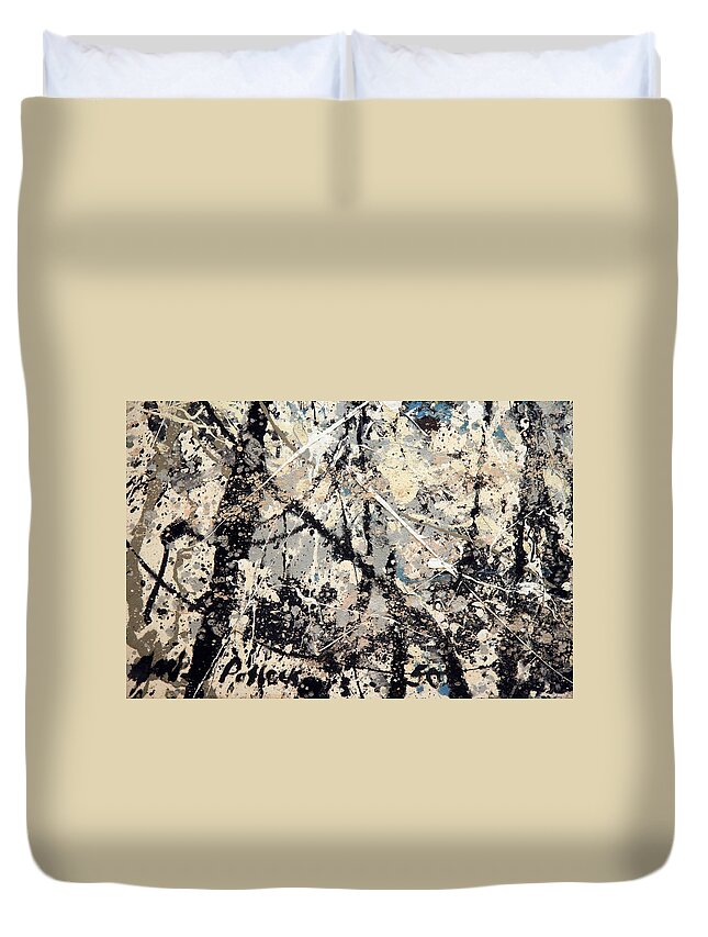 Number 1 Duvet Cover featuring the photograph Pollock's Name On Lavendar Mist by Cora Wandel