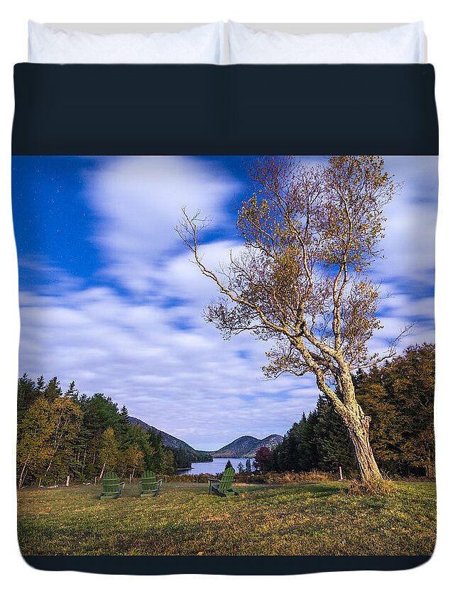 Acadia Duvet Cover featuring the photograph Pond House Views by Kristopher Schoenleber