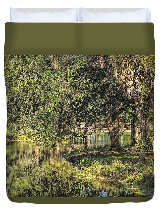 Pond Duvet Cover featuring the photograph Pond Reflections by Jane Luxton