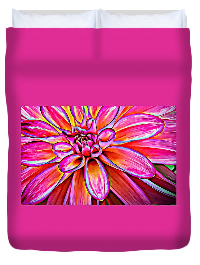 Flower Duvet Cover featuring the photograph Pop Art Dahlia by Mary Jo Allen