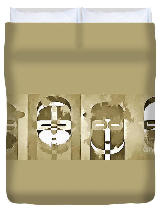 Pop Duvet Cover featuring the photograph Pop Art People Monochromatic 2 by Edward Fielding