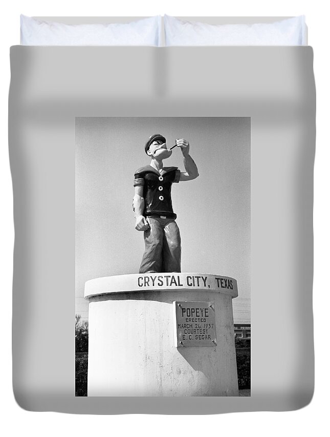 1939 Duvet Cover featuring the photograph Popeye Monument, 1939 by Granger