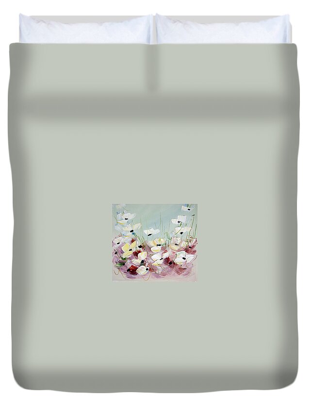 Poppies Duvet Cover featuring the painting Poppies 5 by Dorothy Maier