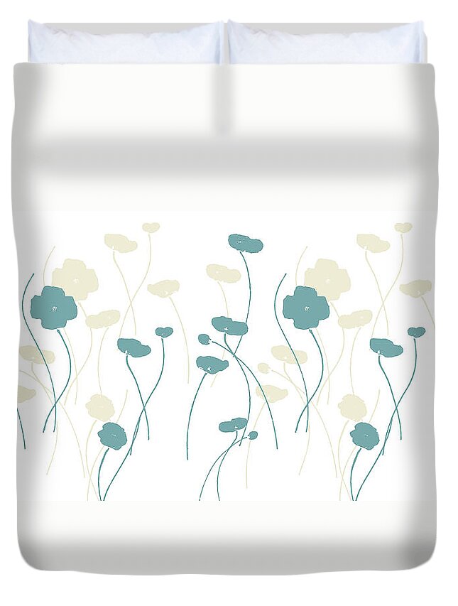 Blue Poppies Duvet Cover featuring the painting Poppies DII by Carmen Guedez