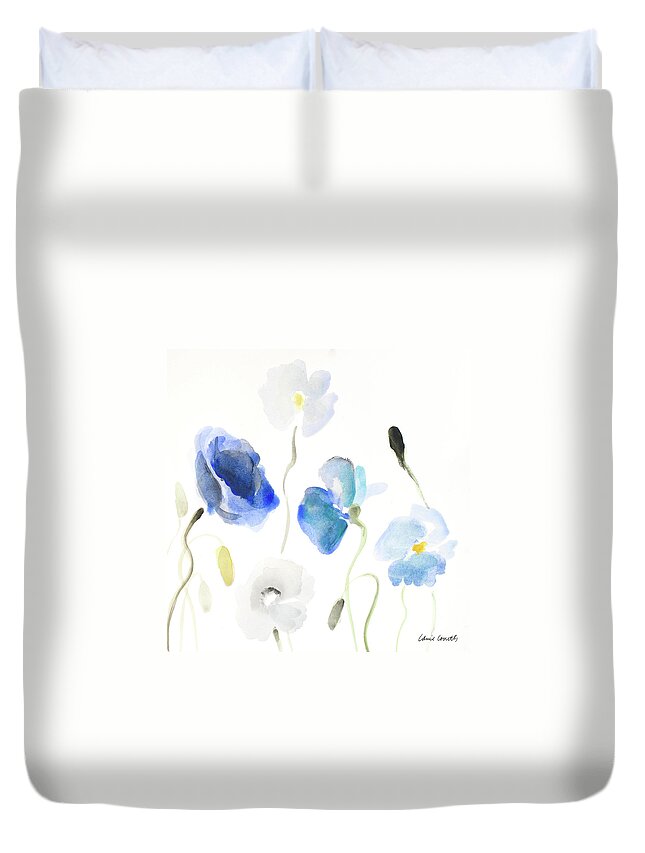 Poppies Duvet Cover featuring the painting Poppies In The Blues II by Lanie Loreth