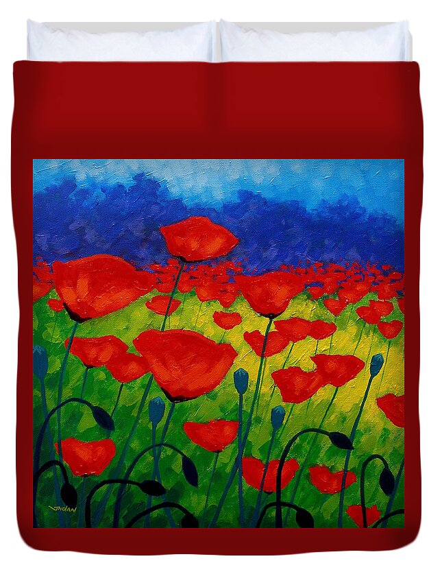 Poppies Duvet Cover featuring the painting Poppy Corner II by John Nolan
