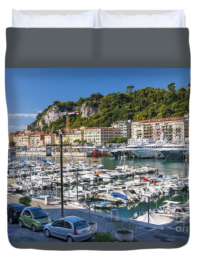 Port Duvet Cover featuring the photograph Port of Nice in France by Elena Elisseeva