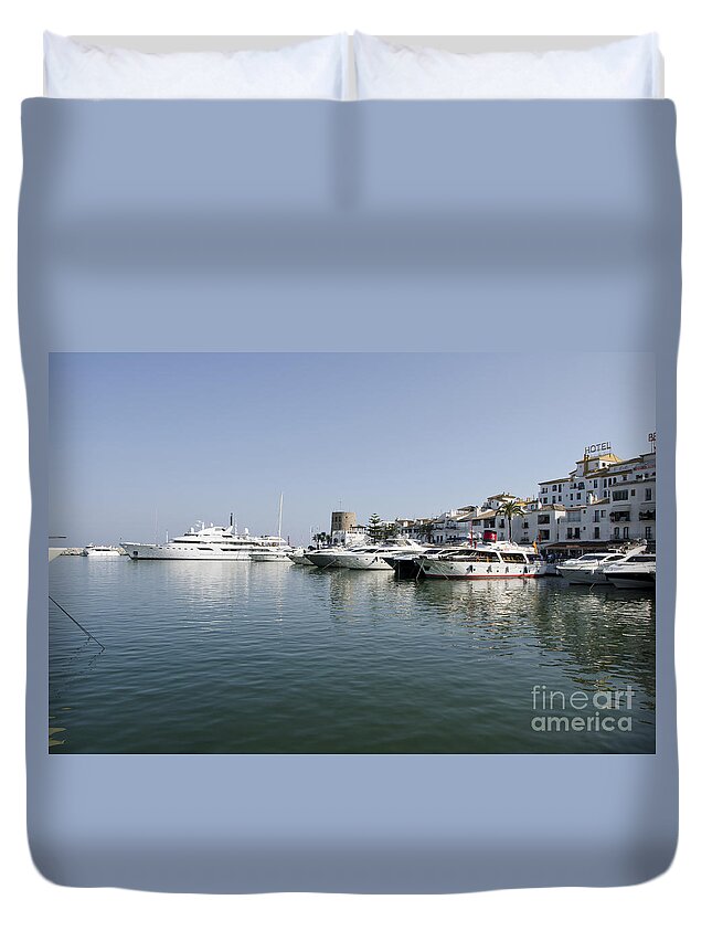 Marbella Duvet Cover featuring the photograph Port of Puerto Banus with yachts by Perry Van Munster