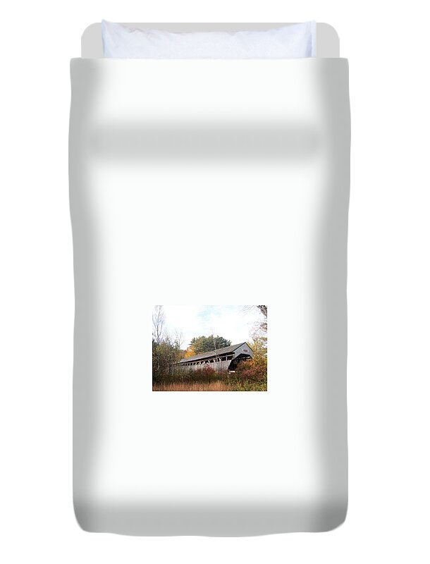 Parsonfield. Porter Duvet Cover featuring the photograph Porter Covered Bridge by Catherine Gagne