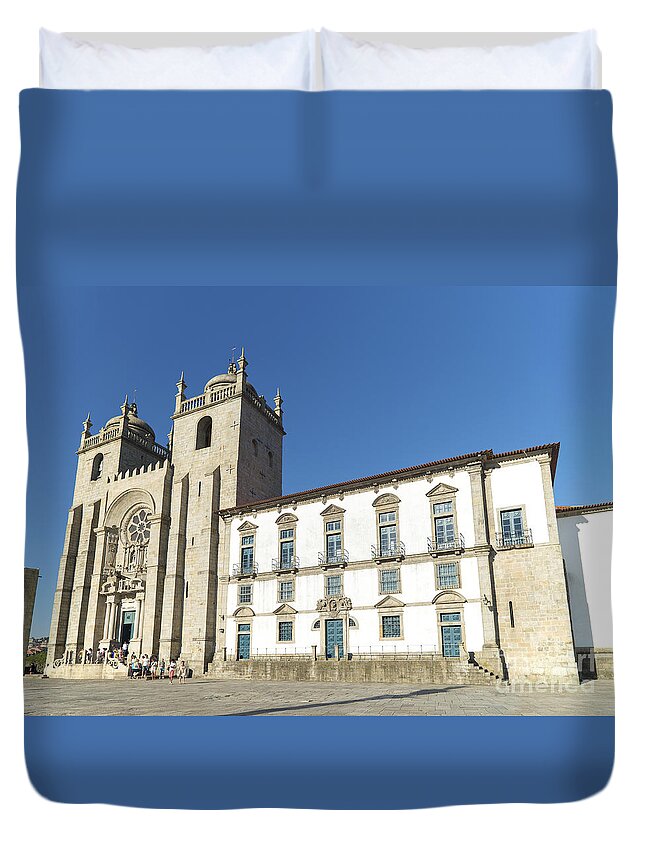 Architecture Duvet Cover featuring the photograph Porto Cathedral Portugal by JM Travel Photography