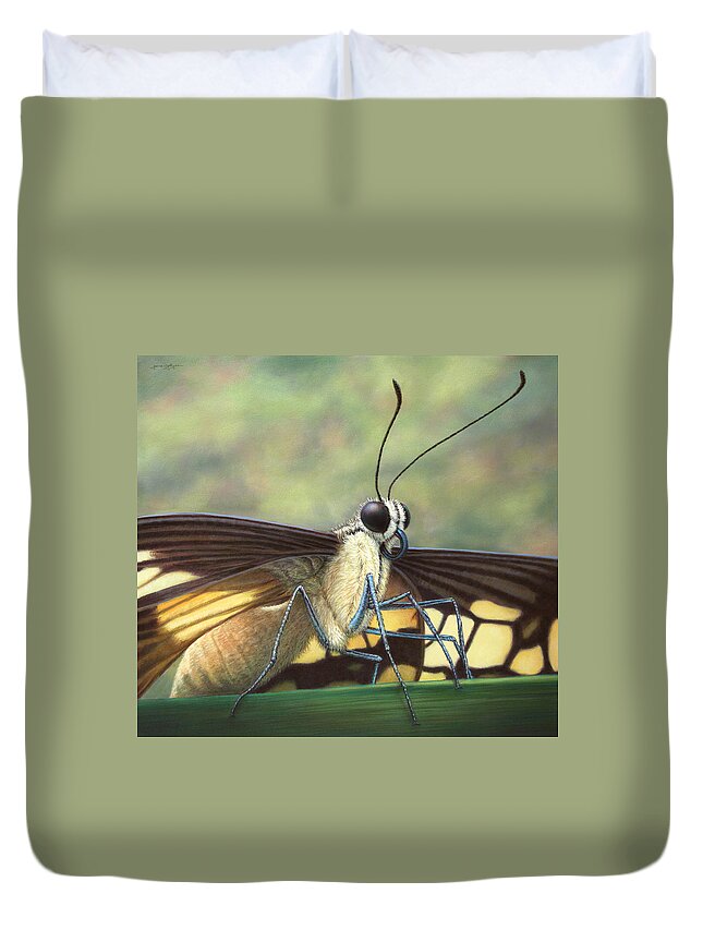 Butterfly Duvet Cover featuring the painting Portrait of a Butterfly by James W Johnson