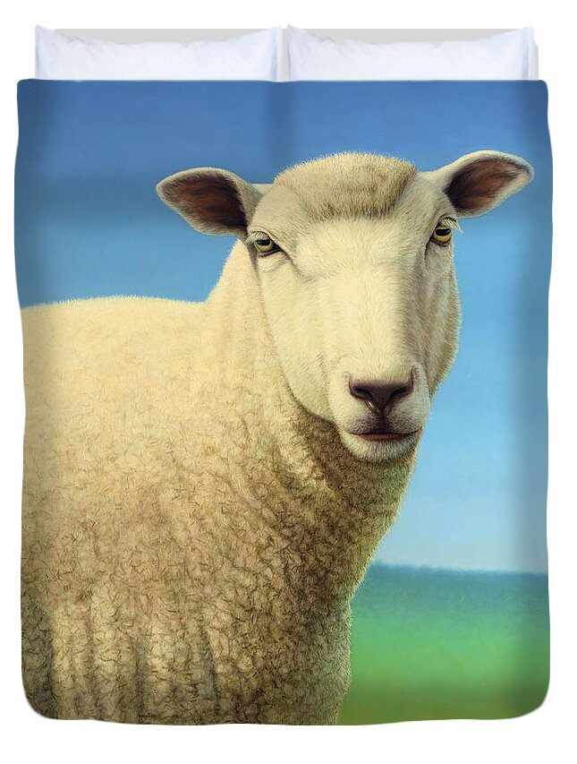 #faatoppicks Duvet Cover featuring the painting Portrait of a Sheep by James W Johnson