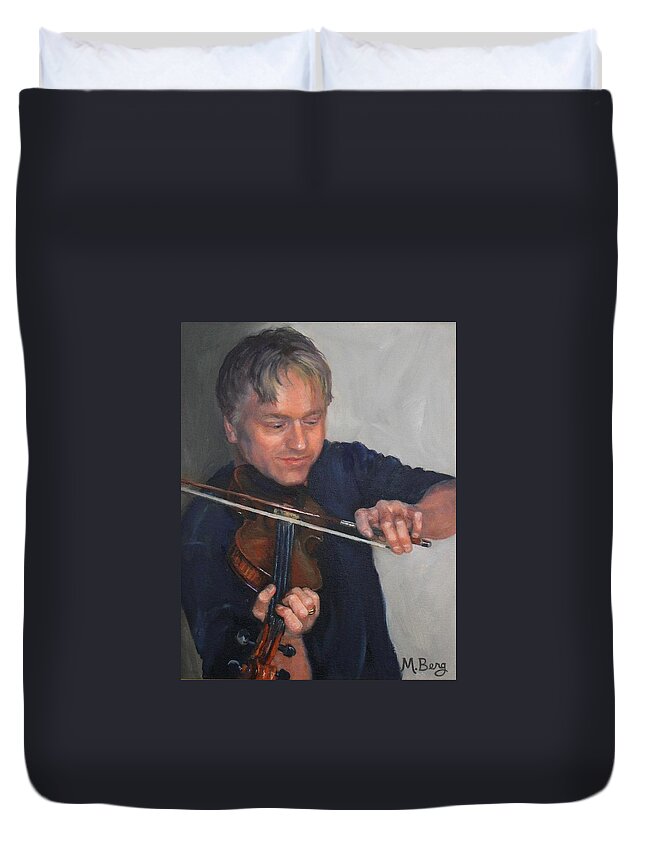 Portrait Duvet Cover featuring the painting Portrait of My Brother by Marian Berg