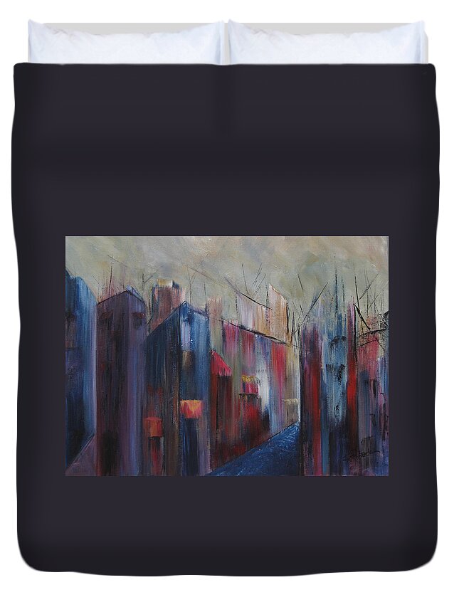 Abstract Duvet Cover featuring the painting Port's Passage by Roberta Rotunda