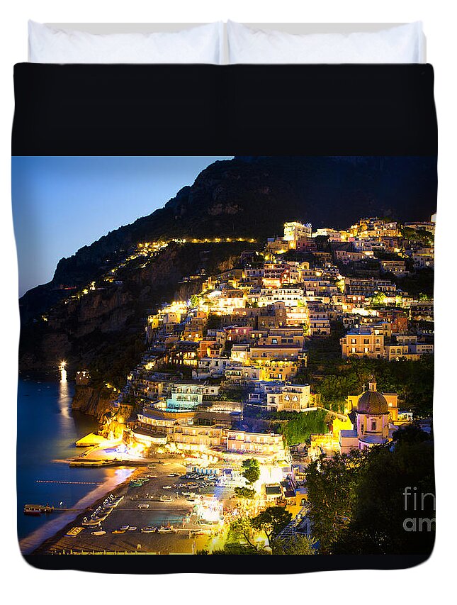 Italy Duvet Cover featuring the photograph Positano Glow by Leslie Leda