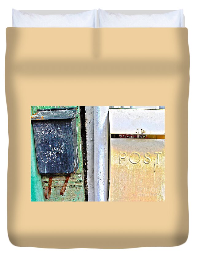 Mail Duvet Cover featuring the photograph Post Destruction by Nina Silver