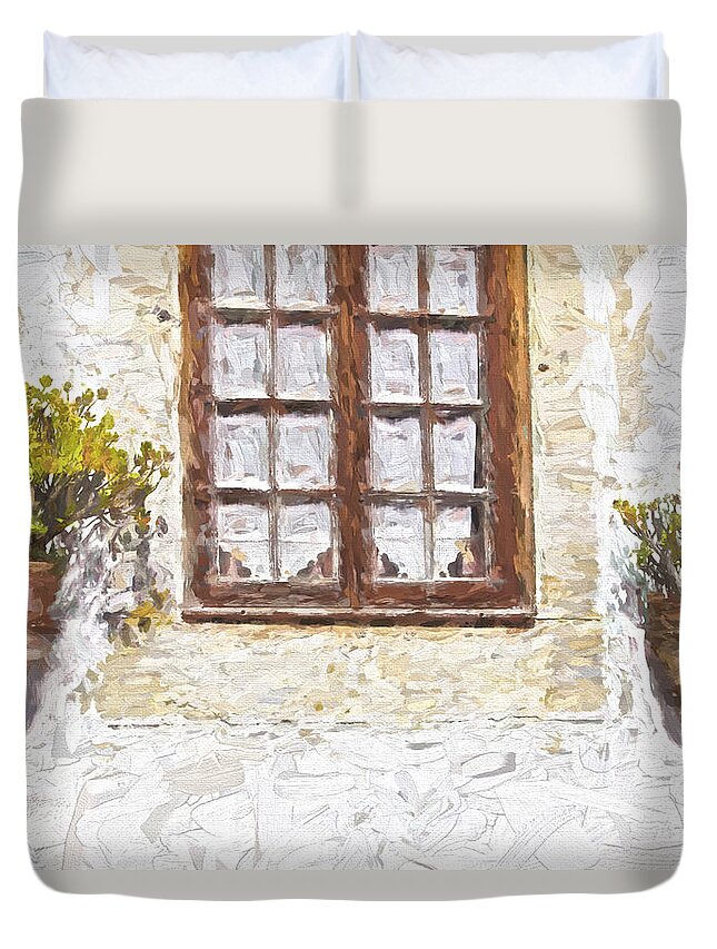 Abstract Duvet Cover featuring the painting Potted Plants by David Letts