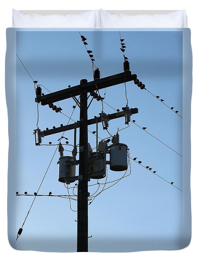 Power Duvet Cover featuring the photograph Power Pole by Henrik Lehnerer