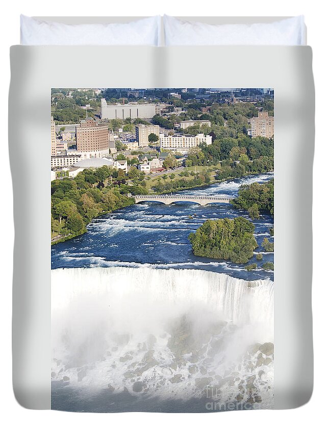 Blue Duvet Cover featuring the photograph Powerful Bridal veil Falls with Niagara by Patricia Hofmeester