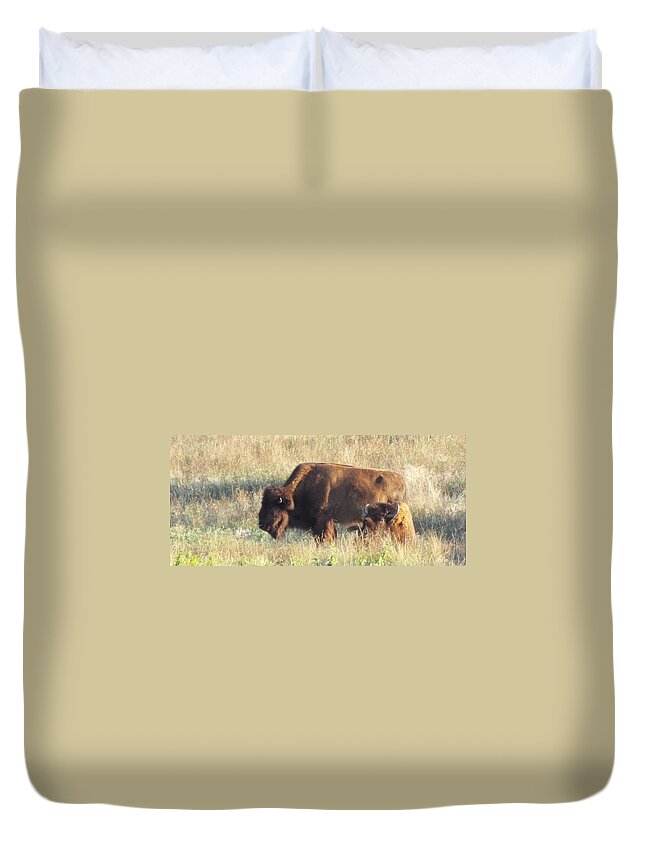 Bison Duvet Cover featuring the photograph Prairie Bison by Caryl J Bohn