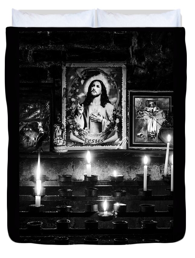 Cathedral Duvet Cover featuring the photograph Prayer Candles by Michael Arend