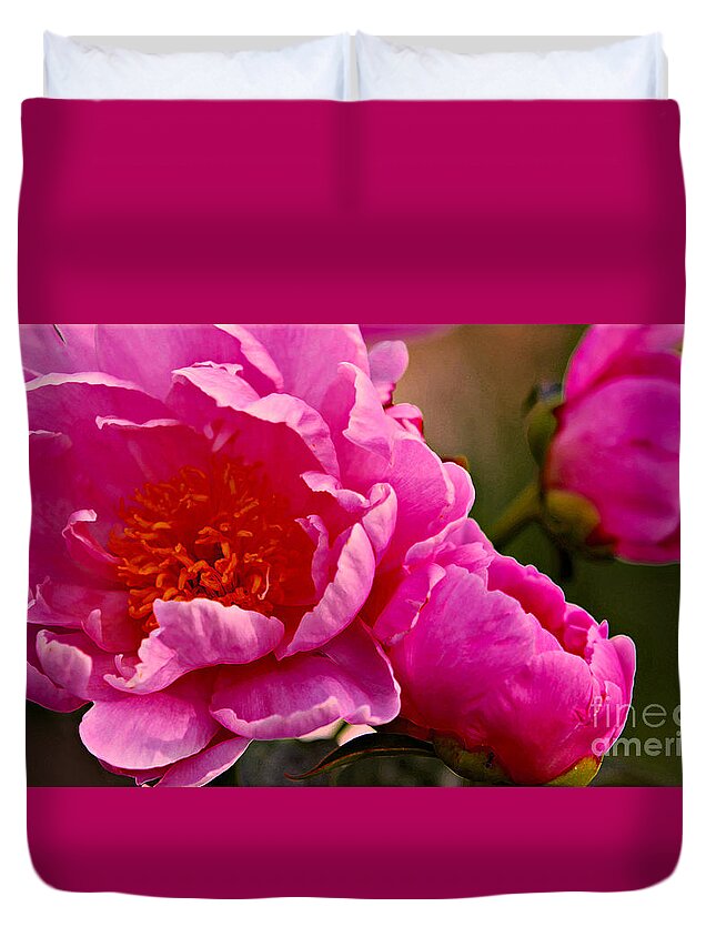 Pink Flowers Duvet Cover featuring the photograph Pretty in Pink by Elizabeth Winter