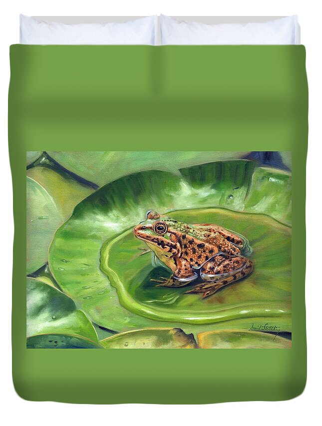 Frog Duvet Cover featuring the painting Prince Charming by David Stribbling
