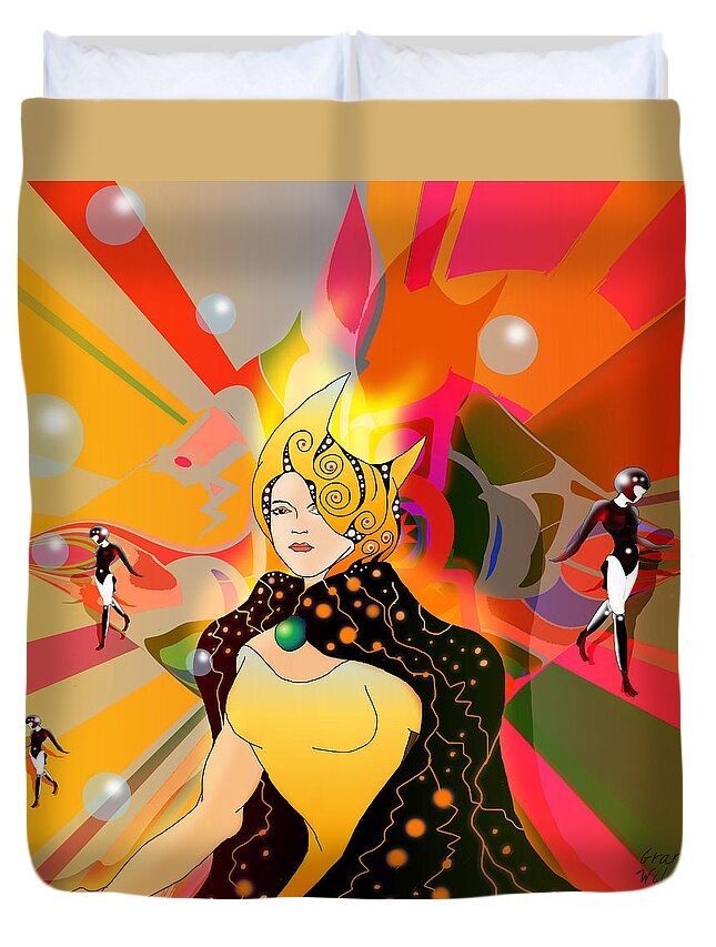 Female Duvet Cover featuring the digital art Princess of Lightbeams by Grant Wilson